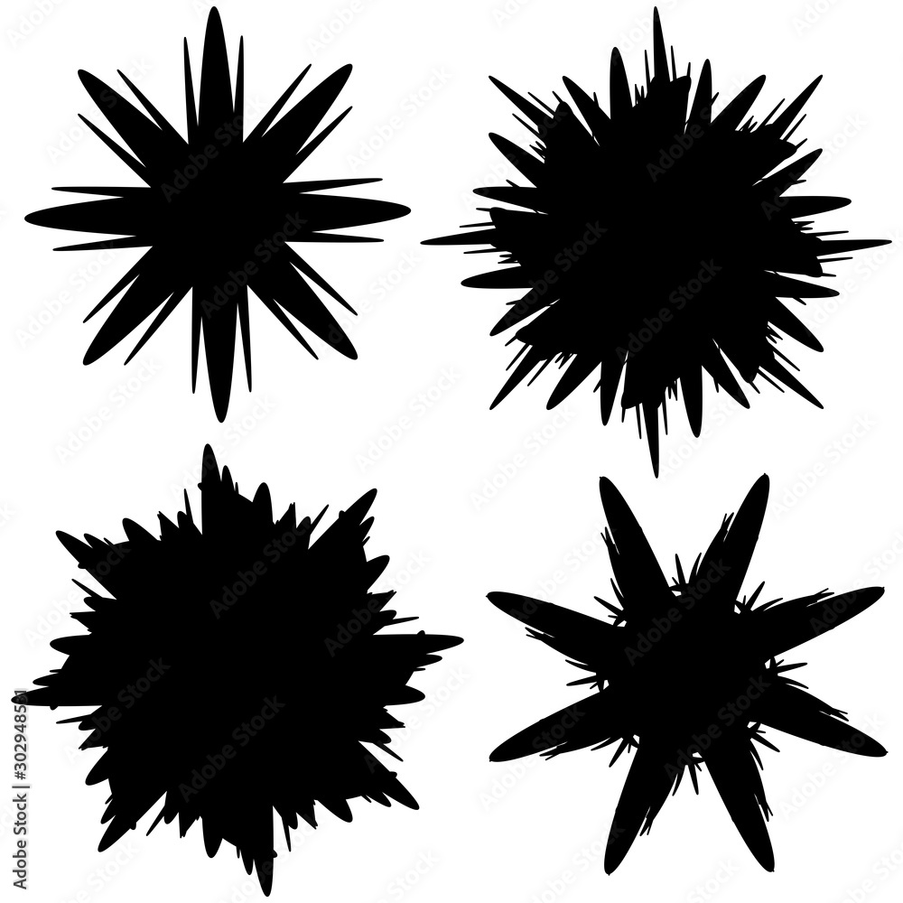 Abstract isolated star shaped black blobs. Abstract isolated star shaped black blobs.