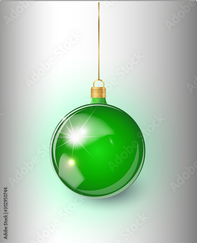 Green Christmas tree toy isolated on a transparent background. Stocking Christmas decorations. Vector object for christmas design, mockup.