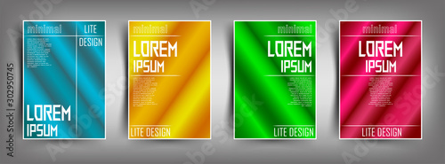 Set of covers in the bright color style. Minimal simple bright design for covers, books, templates, brochures, anuuals and other ideas