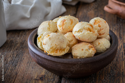 Chipa is a brazilian snack cheese bread, pao de queijo. photo