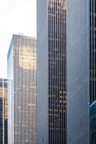 Row of skyscraper office buildings