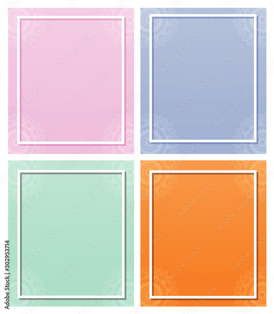 Fototapeta premium Four background templates with mandala patterns