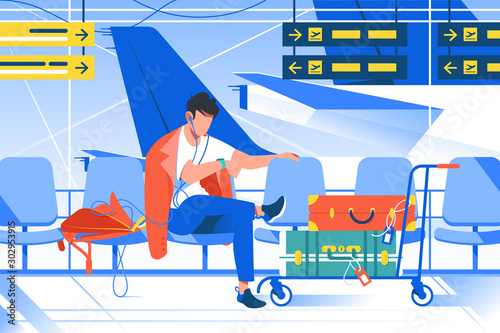 Inside of high-tech departure in airport