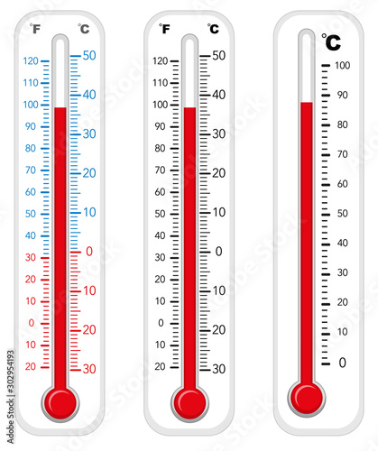 Thermometers with different degrees photo