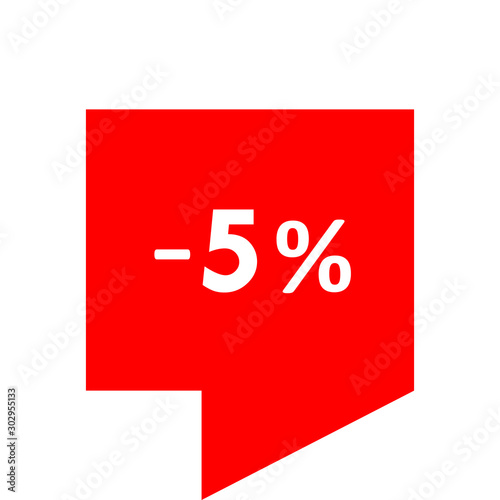 Sale - minus 5 percent - red tag isolated - vector