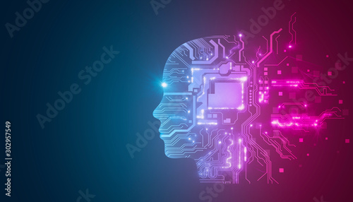 testa, cervello, intelligenza artificiale, memoria, digitale, elettronica photo