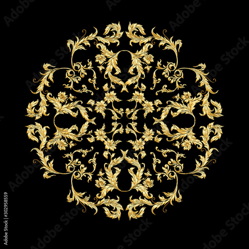 Elements In baroque, rococo, victorian renaissance style. Trendy floral vintage pattern Vector illustration.