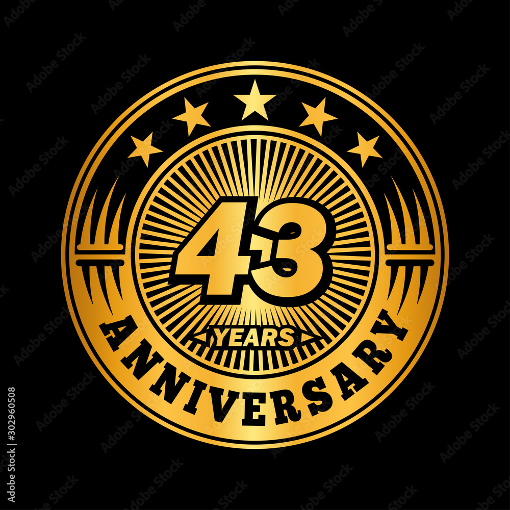 43 years anniversary celebration logo design. Vector and illustration.