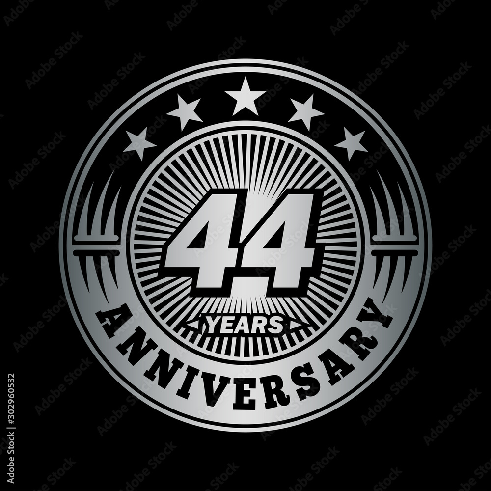 44 years anniversary celebration logo design. Vector and illustration. 44 years anniversary celebration logo design. Vector and illustration.