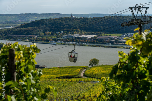 Cable car to Niederwald Monumentand of ruedesheim, middle rhine valley, germany