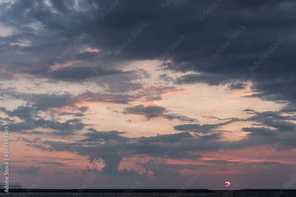Scenic Sunset Sky and Cloudy Sky over Dubai , United Arab Emirates Scenic Sunset Sky and Cloudy Sky over Dubai , United Arab Emirates