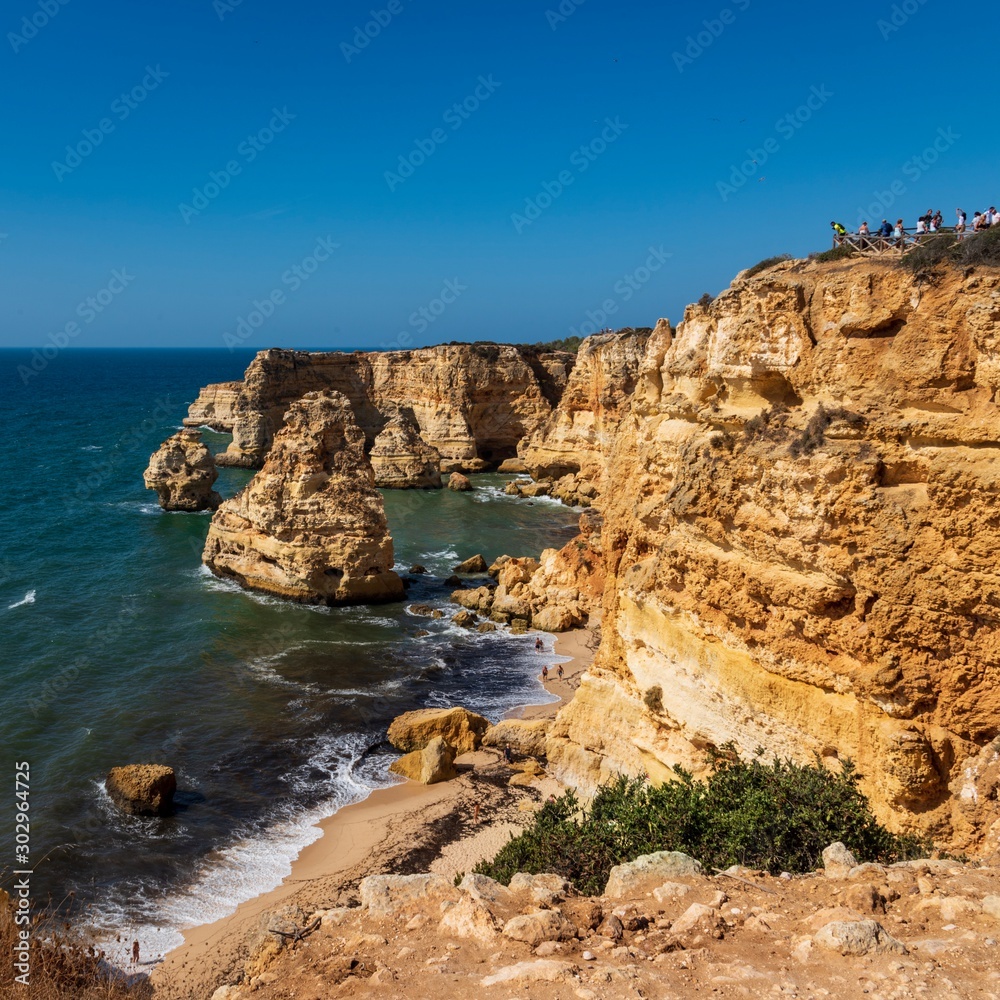 Coastal cliffs and beaches along the Percurso dos Sete Vales trail, Portugal.