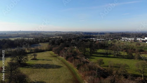 Stoneleigh Agricultural Centre Aerial View Panning Left To Right Sunny Blue Sky photo