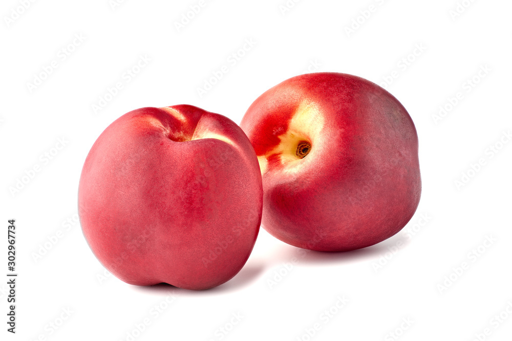 Two ripe nectarines on white background Two ripe nectarines on white background