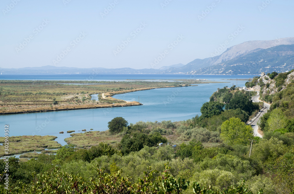 View of salt lagoon Lake Butrint in Albania, Europe View of salt lagoon Lake Butrint in Albania, Europe