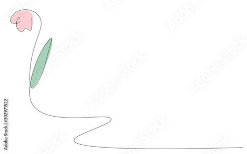 Spring flower background. Continuous line drawing. Vector illustration