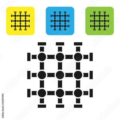 Black Prison window icon isolated on white background. Set icons colorful square buttons. Vector Illustration
