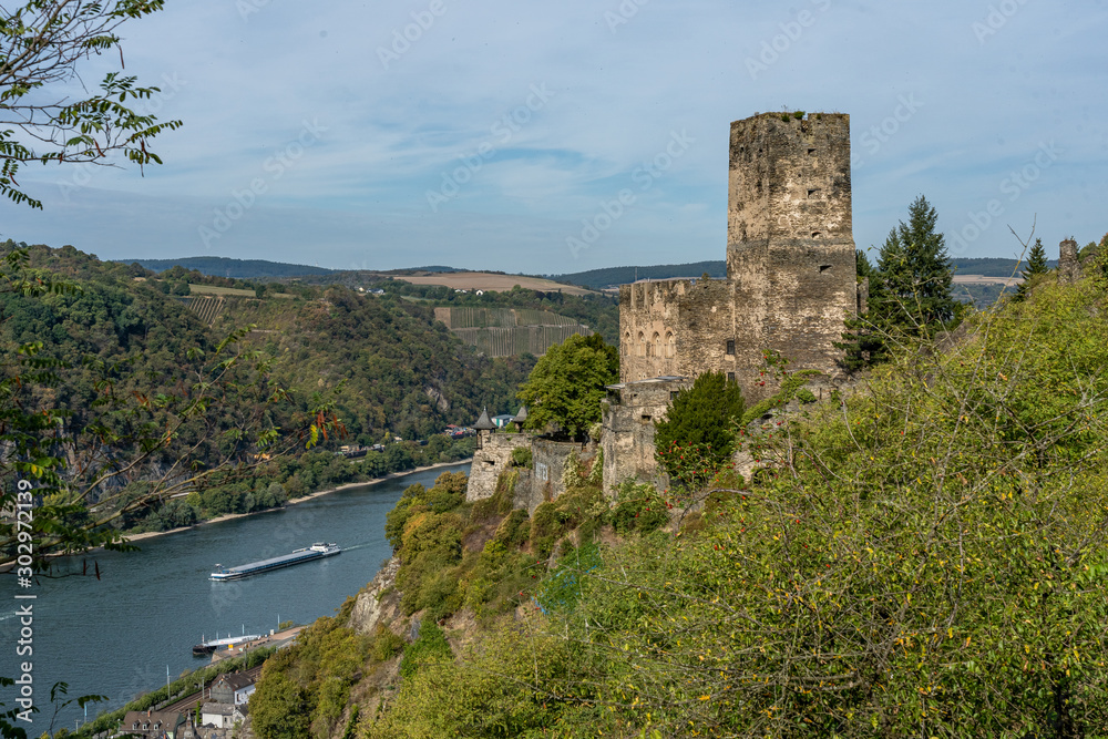 gutenfels castle on rheinsteig trail in the middle rhine valley, germany
