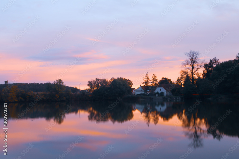 sunset over lake