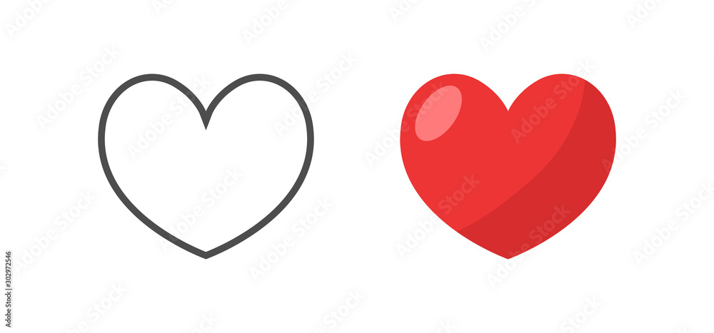 Like and Heart icon. Valentine's day love hearts. Like and Heart icon. Valentine's day love hearts.