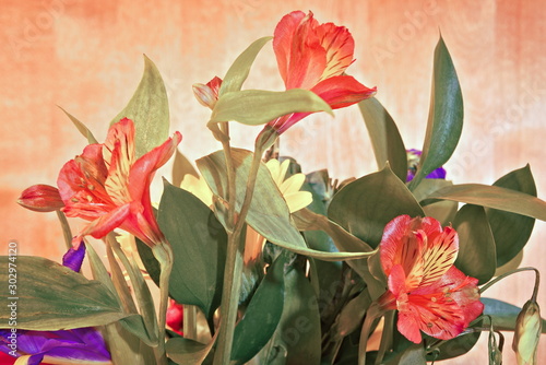 Orchid flowers in a bouquet.