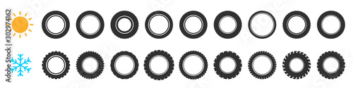 Car wheels with winter and summer tires