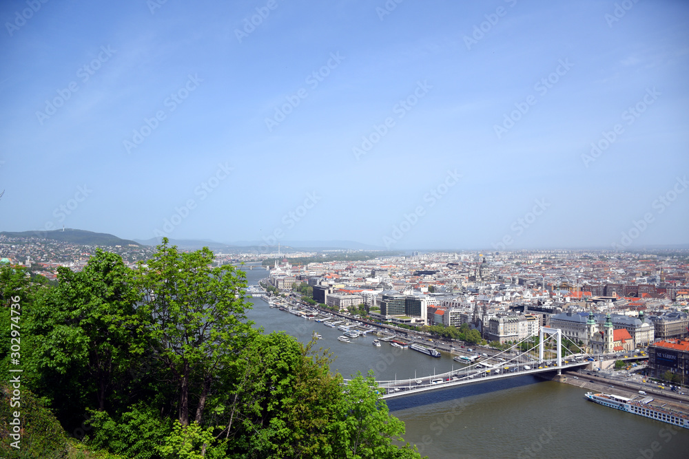 Fototapeta premium Skyline cityscape view of Pest side of Budapest