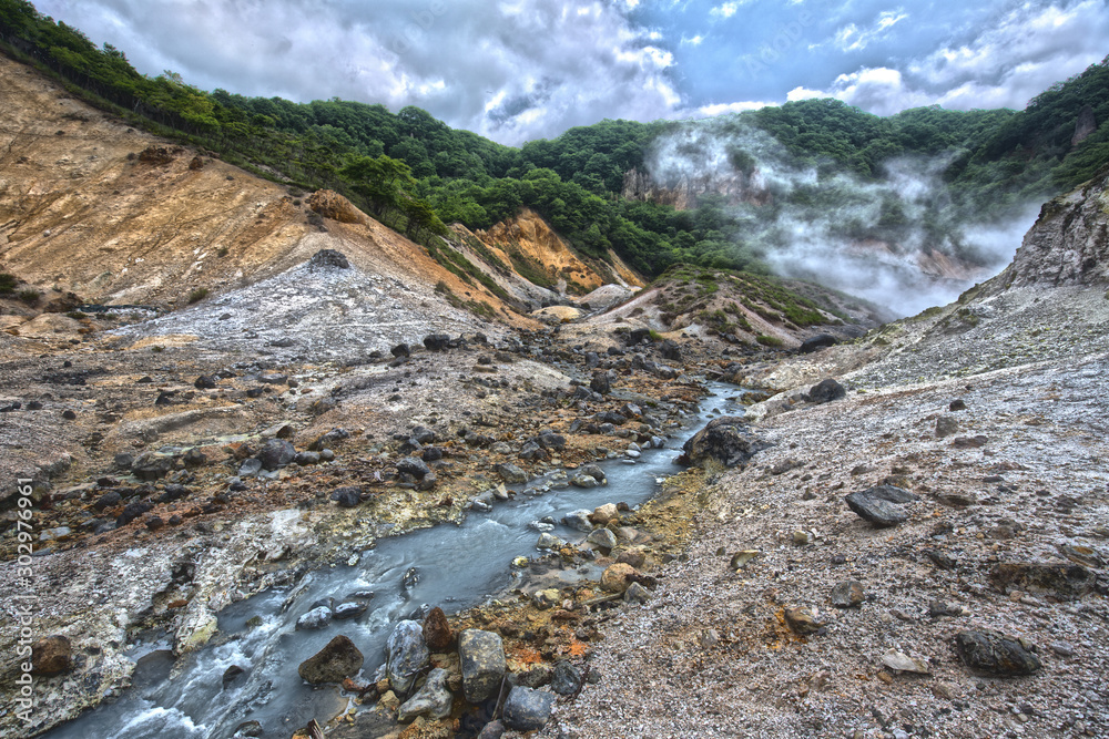 HDR of Hell's Valley hot spring, Noboribetsu, Hokkaido HDR of Hell's Valley hot spring, Noboribetsu, Hokkaido
