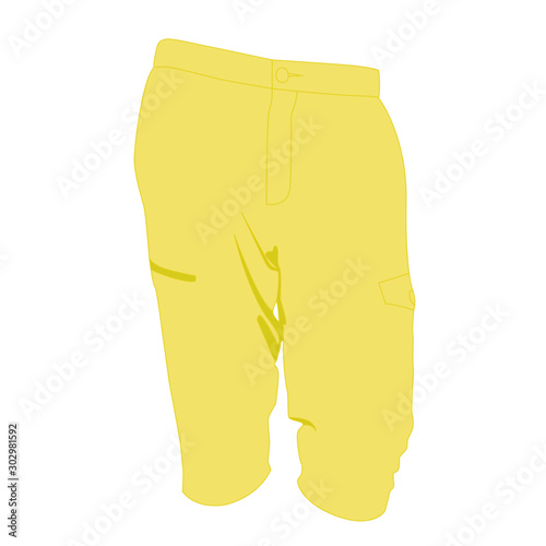 Cargo shorts yelow realistic vector illustration isolated