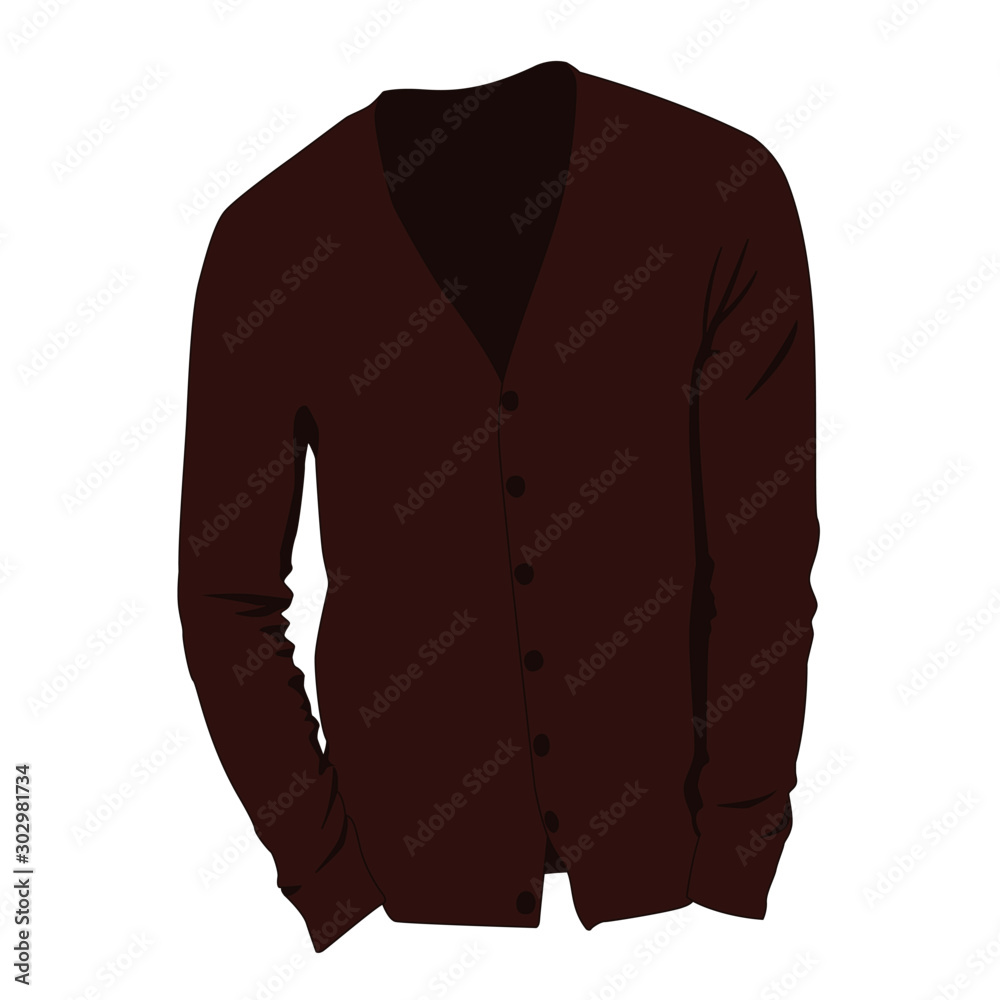 Cardigan for men brown realistic vector illustration isolated Cardigan for men brown realistic vector illustration isolated