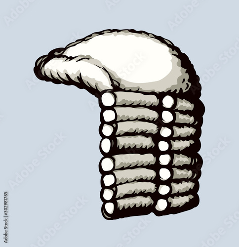Vintage french wig. Vector drawing