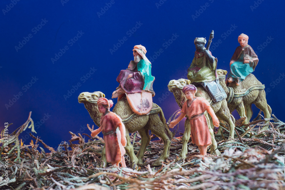 Three Wise Men Camel Travel Desert Bethlehem Concept, three magic kings