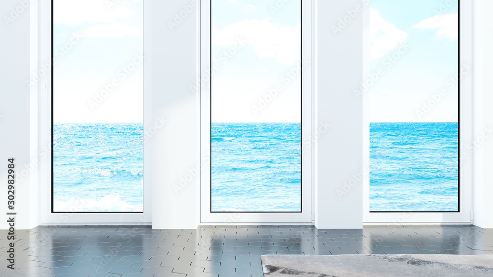 Fototapeta premium Empty minimalistic living room interior . 3D rendering