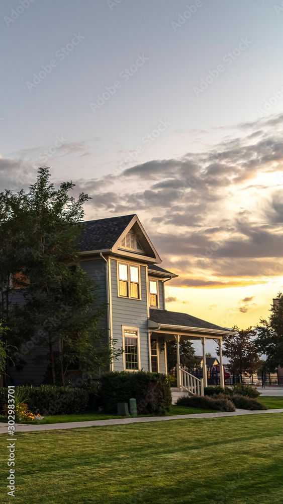Vertical Row of houses on an estate at sunset Vertical Row of houses on an estate at sunset