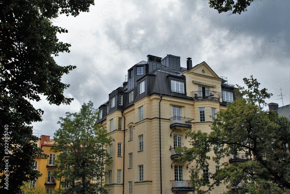 architectural views of buildings of Stockholm