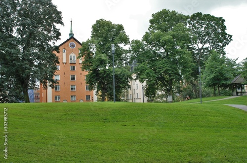 green spaces of park alleys