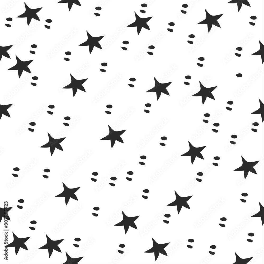 Seamless Pattern With Stars. Scandinavian Style.