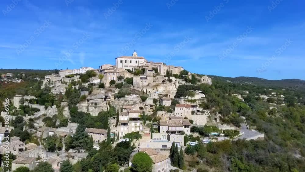 View on Gordes, a small typical town in Provence, France. Beautiful village, with view on roof