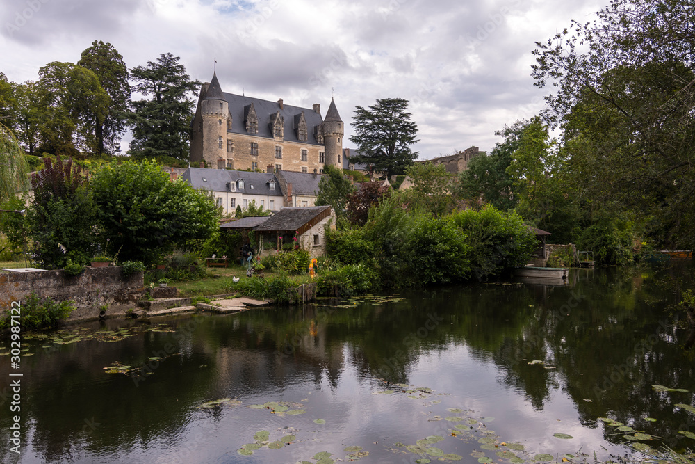 The beautiful village of Montresor bathed by the Indrois river, located in the Loire Valley.