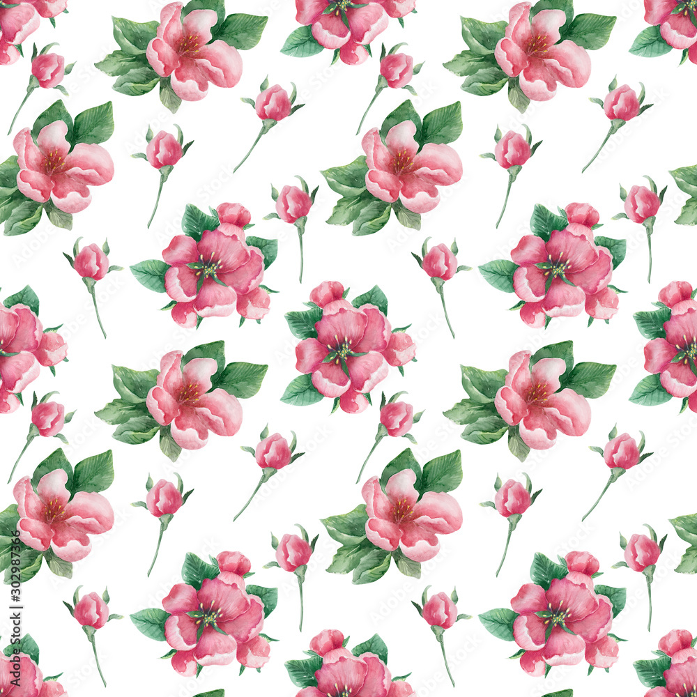 custom made wallpaper toronto digitalWatercolor seamless pattern Pear tree. Fruits, leaves and flowers