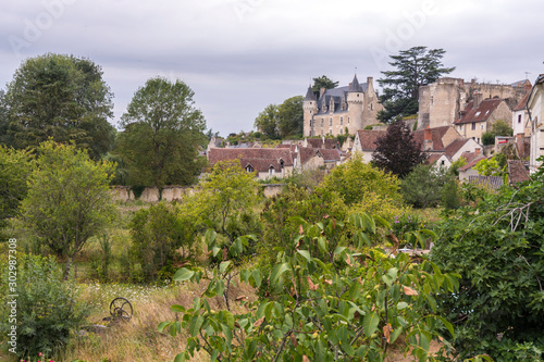 The beautiful village of Montresor bathed by the Indrois river  located in the Loire Valley.