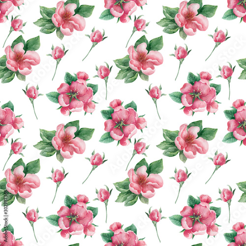 Wallpaper Mural Watercolor seamless pattern Pear tree. Fruits, leaves and flowers Torontodigital.ca