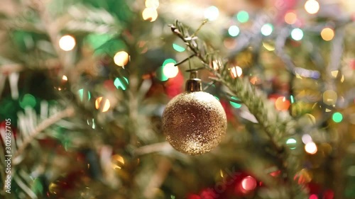 Christmas tree decoration against blurred Christmas tree background