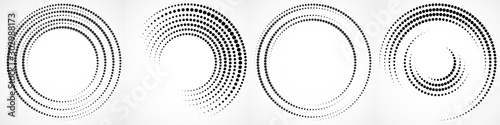 Vector set of halftone dotted background in circle form. Circle dots isolated on the white background photo