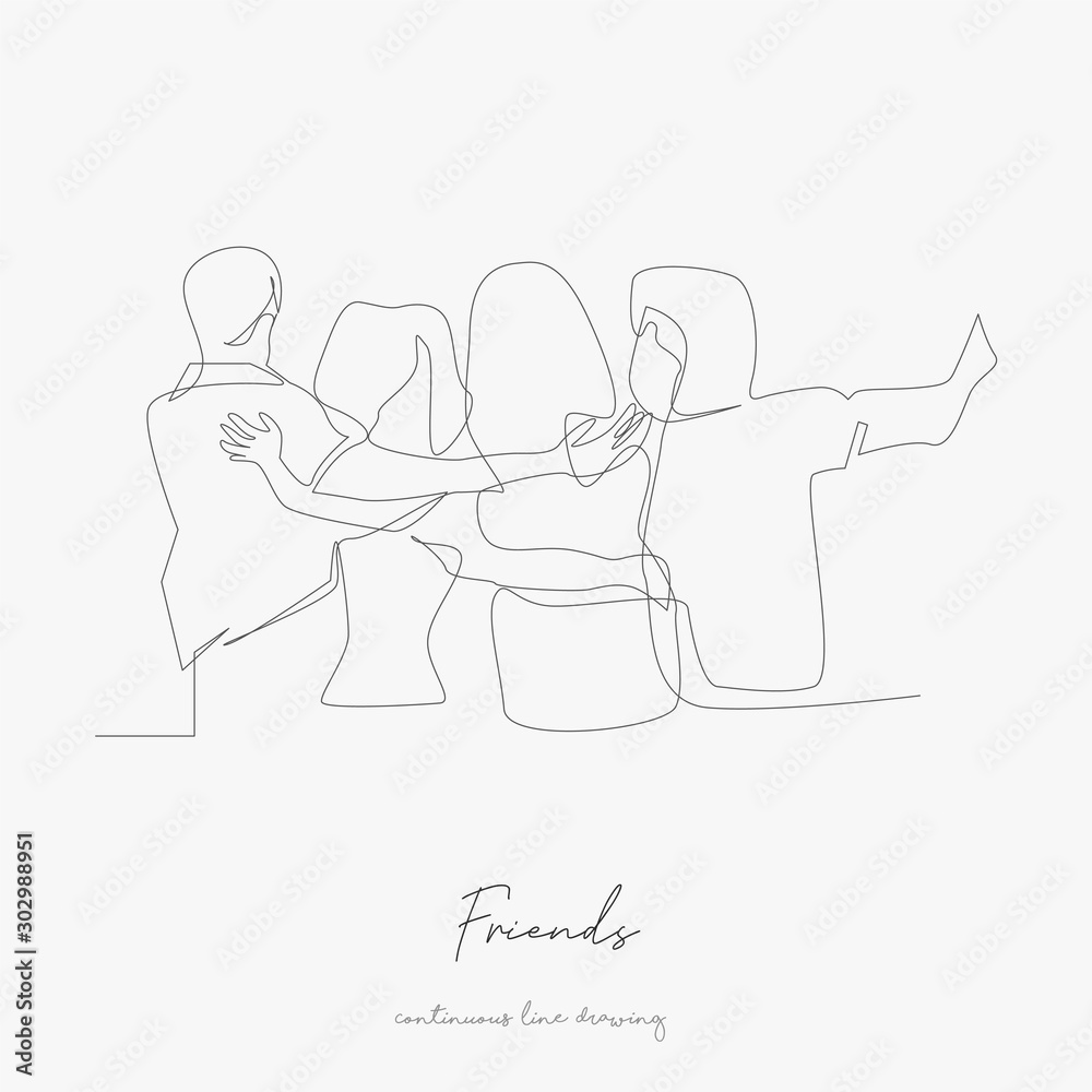 continuous line drawing. friends. simple vector illustration ...
