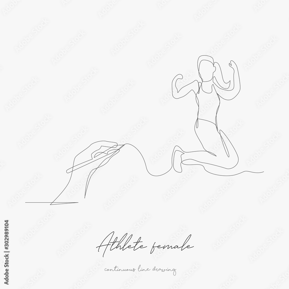 continuous line drawing. athlete female. simple vector illustration. athlete female concept hand drawing sketch line.