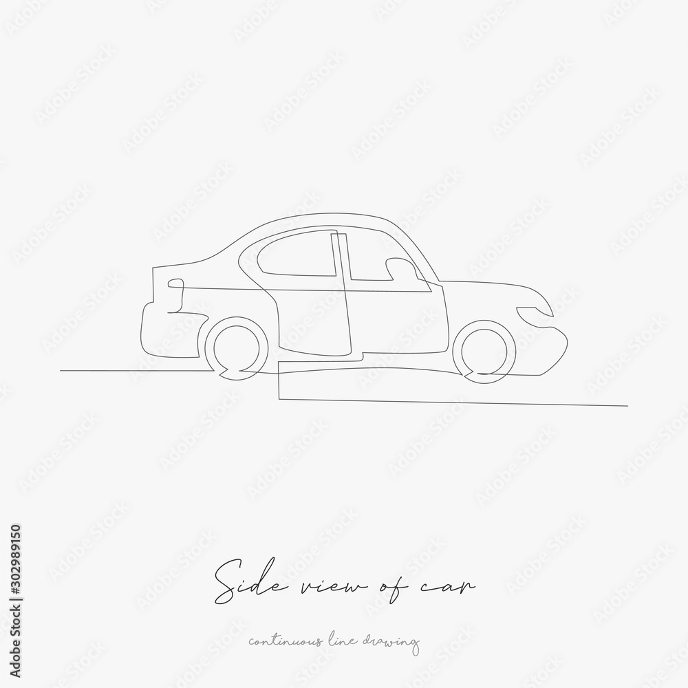 continuous line drawing. side view of car. simple vector illustration. side view of car concept hand drawing sketch line.