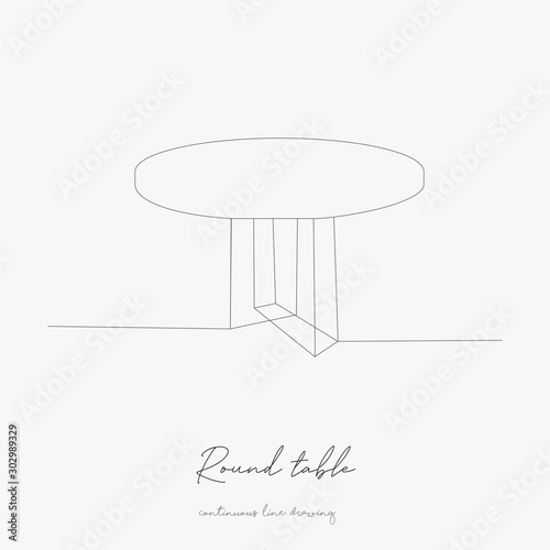 continuous line drawing. round table. simple vector illustration. round table concept hand drawing sketch line.