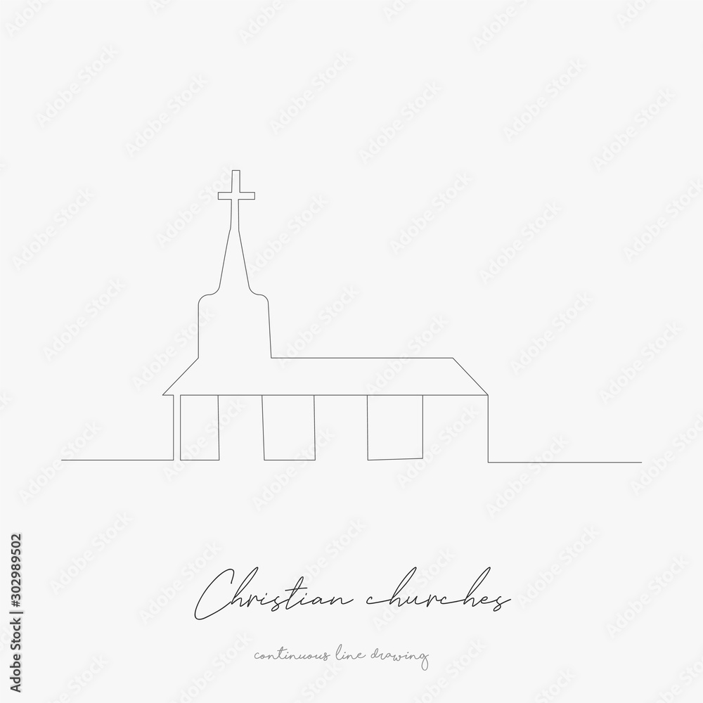 continuous line drawing. christian churches. simple vector illustration. christian churches concept hand drawing sketch line.