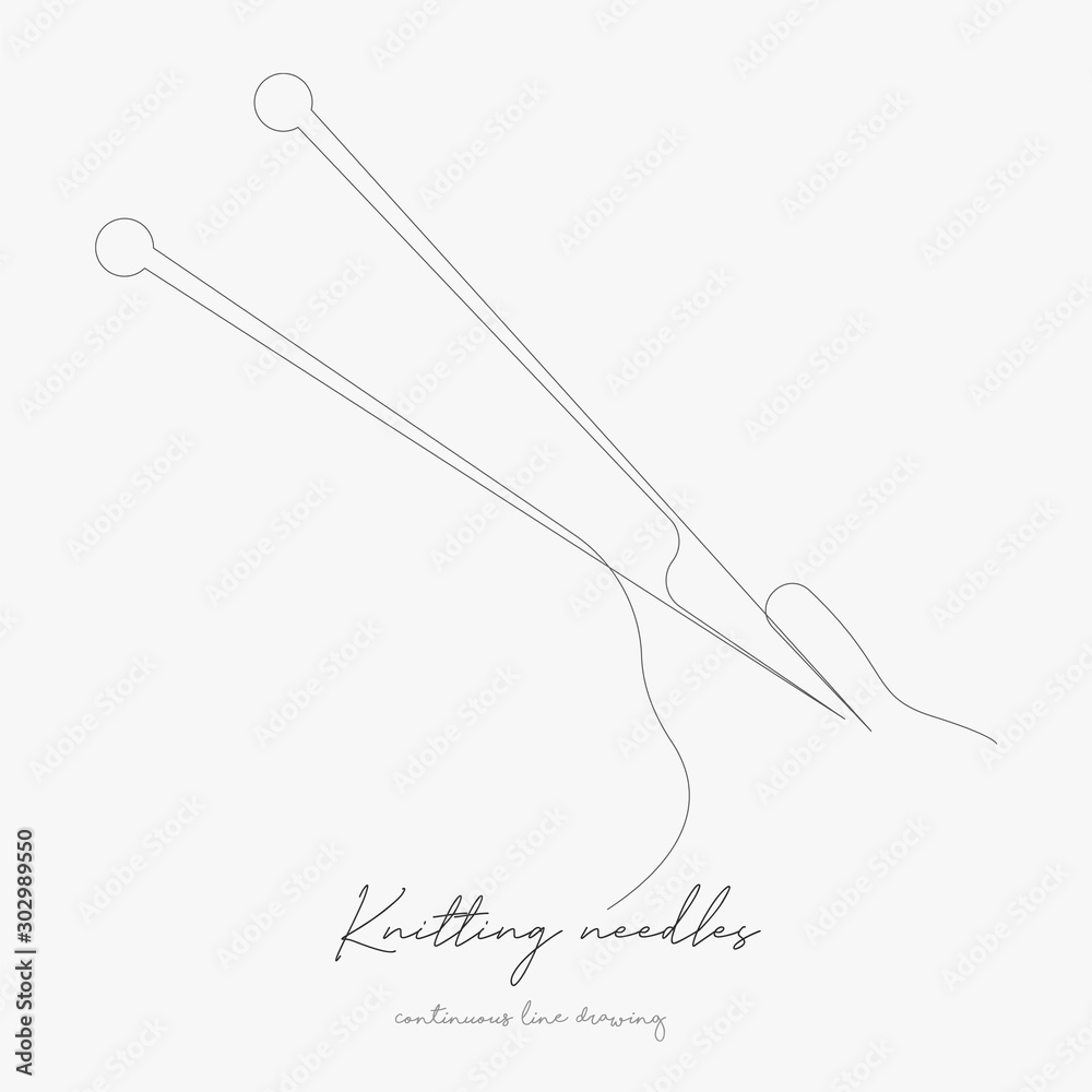 continuous line drawing. knitting needles. simple vector illustration. knitting needles concept hand drawing sketch line. continuous line drawing. knitting needles. simple vector illustration. knitting needles concept hand drawing sketch line.